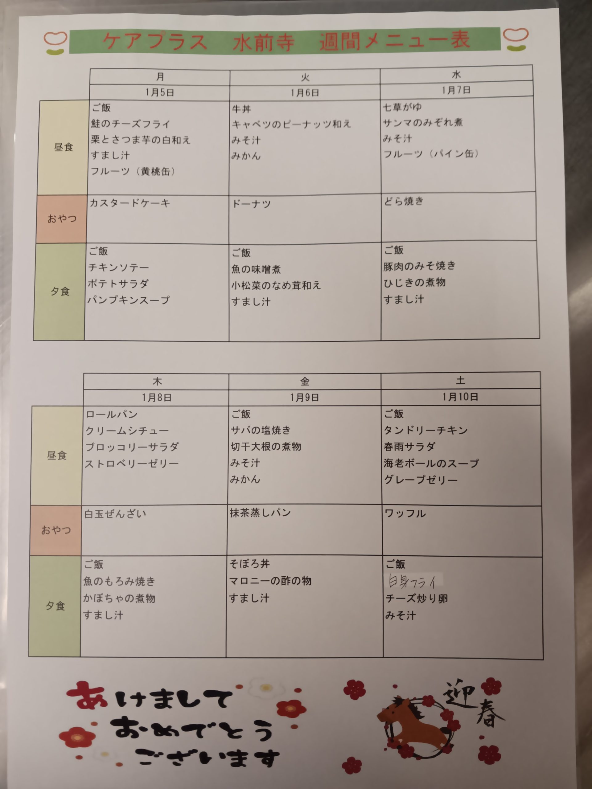 今週のメニユー🎍